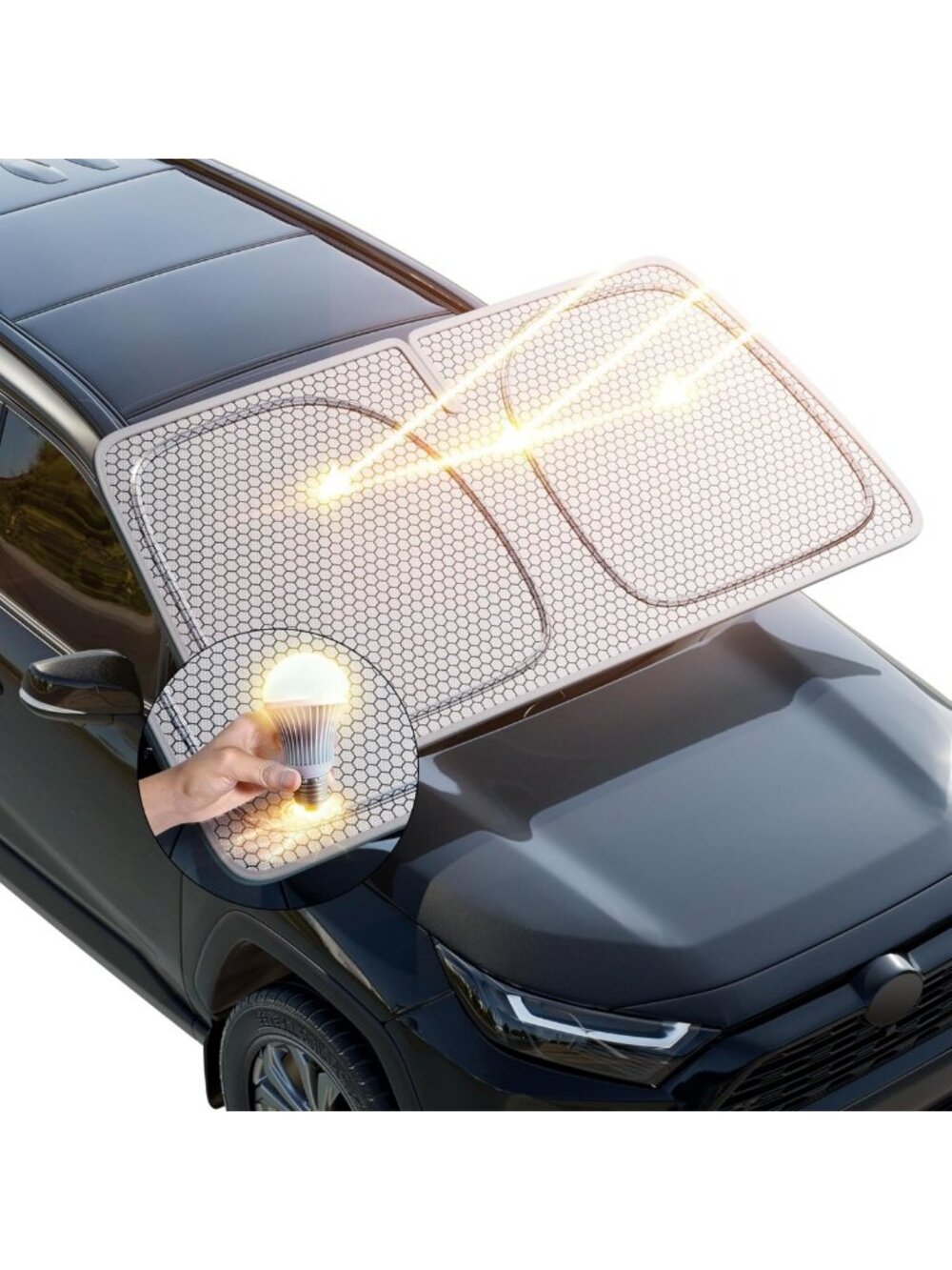 X-Large Foldable Car Windshield Sun Shade with UV Protection & Heat Absorption